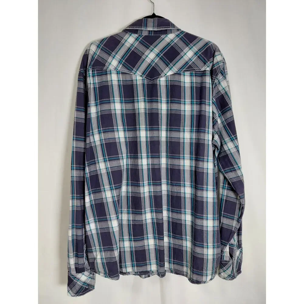 True Religion Brand Plaid Relaxed Fit Western Button-Up Shirt Men Size 2XL
